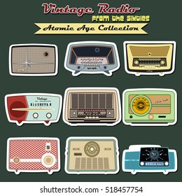 Retro Vintage Radio Set Populuxe Collection Atomic Age Middle Century Design Old Turntable From The Fifties, Sixties