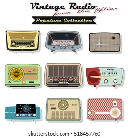 Retro Vintage Radio Set Populuxe Collection Atomic Age Middle Century Design Old Turntable from the Fifties, Sixties