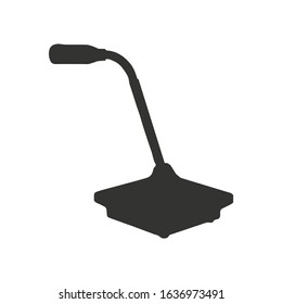 Retro vintage radio stand microphone. Mic silhouette. Music, voice, podcast record icon. Recording studio symbol. Vector illustration on white background