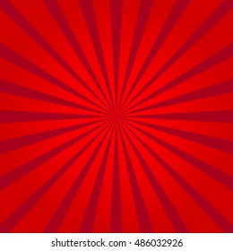 Retro vintage rays red background in pop-art style