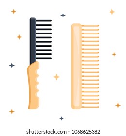 Retro vintage realistic luxury stylized hairbrush for female women hair beauty wool dog cat grooming pet saloon Modern flat vector illustration icon Isolated on white barbershop hairdressing salon