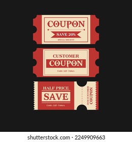 Retro Vintage Red Coupon Ticket