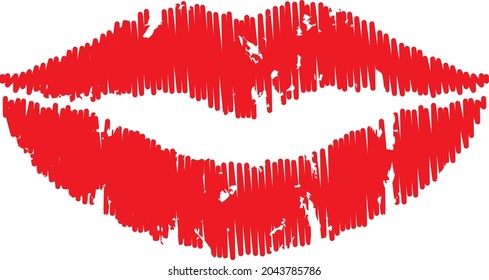 Labios Rojos Vintage Retro. Ilustración vectorial de los labios de Besado. Concepto del Día de San Valentín
