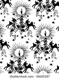 Retro Vintage Reindeer Christmas Wallpaper and Background Vector in Black and White