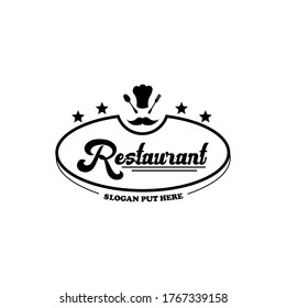 Retro vintage Restaurant logo for premium Restaurant/ Bar with Face Silhouette.