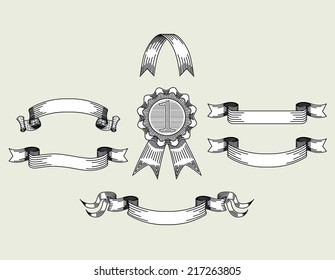 Retro vintage ribbons set vector illustration