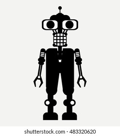 retro vintage robot, retro robot, vector robot silhouette 