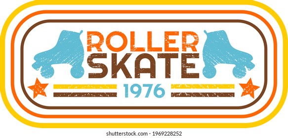 Retro vintage roller skate 1976 label