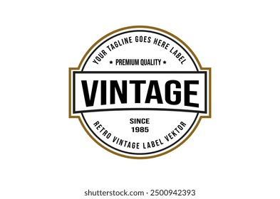 Retro Vintage Round Stamp Label Logo Design, Vintage frame logo. Antique label.