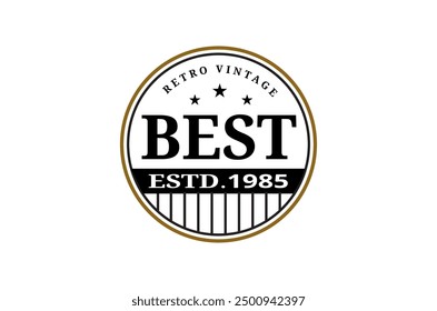 Retro Vintage Round Stamp Label Logo Design, Vintage frame logo. Antique label.