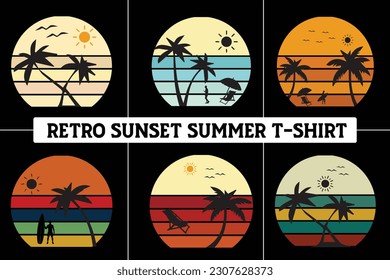 Retro vintage round sunset vector download