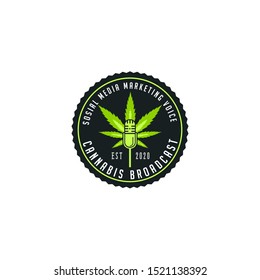 retro, vintage, rustic, emblem logo cannabis broadcast vector