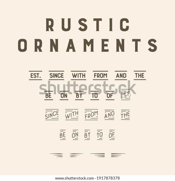 Retro vintage\
rustic typographic design elements. Labels, logos symbols,\
calligraphy swirls, ornaments and\
other.