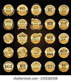 Retro vintage sale badges and labels collection