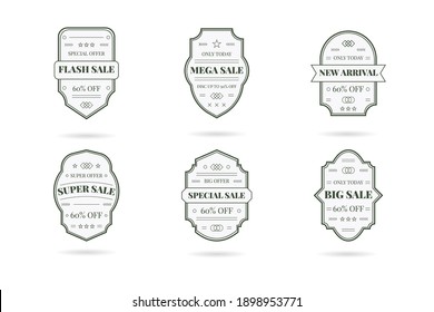 Retro Vintage sale banner set. Vector design elements, business signs, logos, identity, labels and more on a white background.