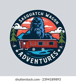 retro vintage sasquatch adventure creative unique luxery camping travel logo 