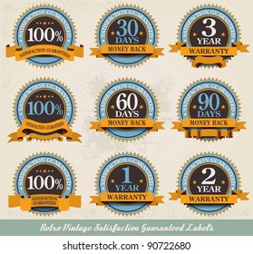 Retro vintage satisfaction guaranteed labels
