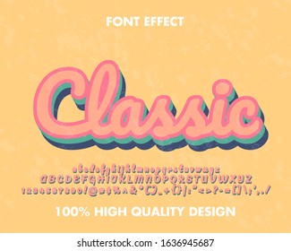 Retro Vintage Script Font effect. Premium Vector