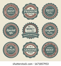 Retro vintage seal premium quality product labels collection