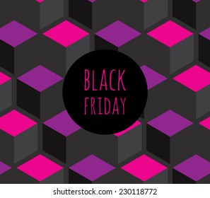 Retro vintage seamless pattern background black friday sale with cubic style design. Vector eps 10