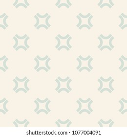 Retro vintage seamless pattern. Elegant abstract background with simple geometric shapes, rounded crosses. Texture in soft pastel colors, beige and pale green. Repeat design for decor, prints, covers