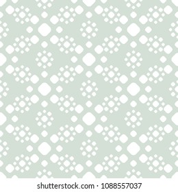 Retro vintage seamless pattern. Elegant abstract background with simple floral shapes, circles, dots. Texture in soft pastel colors, pale green and white. Subtle design for decoration, fabric, cloth