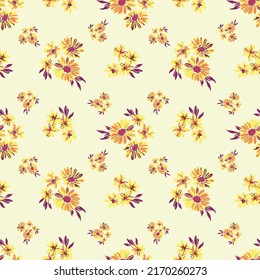Diseño de flor diminuta con estampado manual de patrón retro vintage