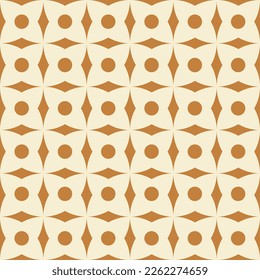 Retro vintage seamless pattern in style 70s, 80s. Monochrome geometric background. Mid century art print. Beige and mustard colors. Vector illustration