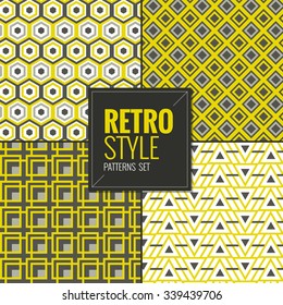 Retro vintage seamless patterns set vector illustration