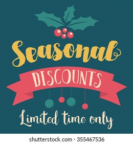 Retro and vintage seasonal sale and discounts. Retail banner and poster.