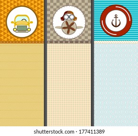 retro vintage set transportation flat design 05 vector