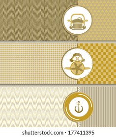  retro vintage set transportation flat design 04 vector