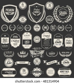 Retro vintage shields laurel wreaths and badges collection