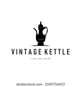 retro vintage silhouette design concept simple minimalist kettle logo product brand template