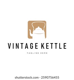 retro vintage silhouette design concept simple minimalist kettle logo product brand template