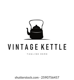 retro vintage silhouette design concept simple minimalist kettle logo product brand template