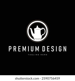 retro vintage silhouette design concept simple minimalist kettle logo product brand template