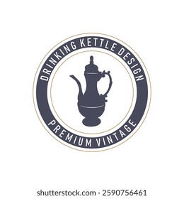 retro vintage silhouette design concept simple minimalist kettle logo product brand template