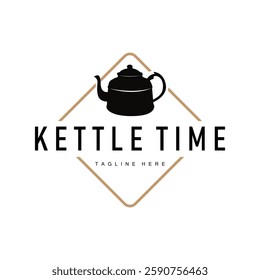 retro vintage silhouette design concept simple minimalist kettle logo product brand template