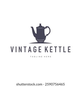 retro vintage silhouette design concept simple minimalist kettle logo product brand template