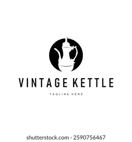 retro vintage silhouette design concept simple minimalist kettle logo product brand template