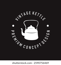 retro vintage silhouette design concept simple minimalist kettle logo product brand template