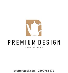 retro vintage silhouette design concept simple minimalist kettle logo product brand template