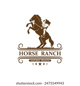 Retro Antiguas Silhouette Horse Ranch Logo Design. logo perfecto para un rancho o granja