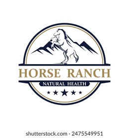 Retro Vintage Silhouette Horse Ranch Logo Design. logo perfect for a ranch or farm