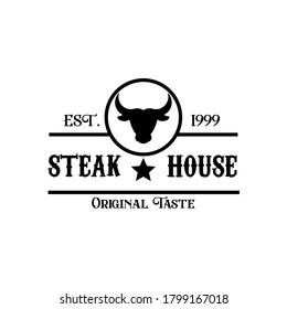 Retro vintage Simple logo design for Steak House.