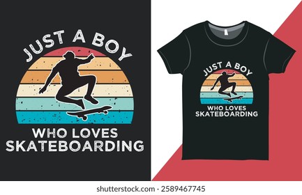 Retro Vintage Skateboarding Typography Vector Design, Skateboarding T-shirt, Vintage Skateboarder Shirt, Skateboarding Typography T-shirt.