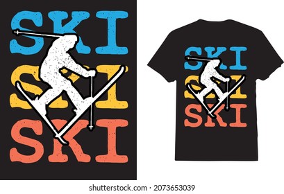 Retro Vintage Skiing T-shirt For Skiers Skiing Lover