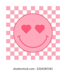Retro vintage smiling face emoji drawing. Vector illustration design for fashion graphic, t-shirt print.