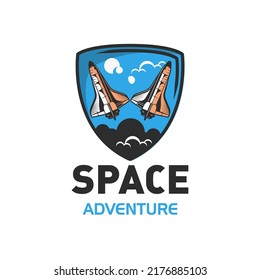 Retro vintage space astronaut logo badge design